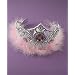 SILVER PRINCESS CROWN TIARA WITH LILAC DIAMOND CUT CRYSTAL & FEATHER TRIM