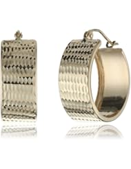 14k Yellow Gold 8.2mm Diamond-Cut Flat Hoop Earrings