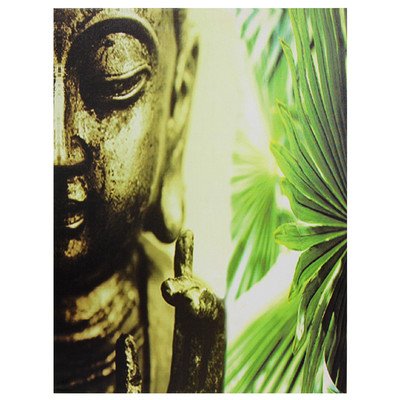 Oriental Furniture Modern Asian Collage Decor 31-Inch Tall Golden Buddha Canvas Wall Art Photo Print
