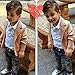 FEITONG 3pcs Kids Baby Boy's Gentleman Coat+Shirt+Jeans Pants Trousers Set (4T / 4Years)