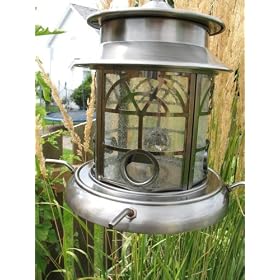 Pewter Metal and Glass Bird Feeder