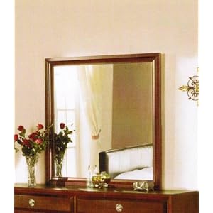 Square Wall Mirror - Light Cherry Finish by Poundex