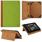Green - Brown VG 2 Tone Leatherette Standing Case with Intricate Stitching and Pull Out Stand for Toshiba Thrive AT105 10.1 inch Android Wi-Fi Wireless Multi Touch Screen Tablet (8GB 16GB 32GB)