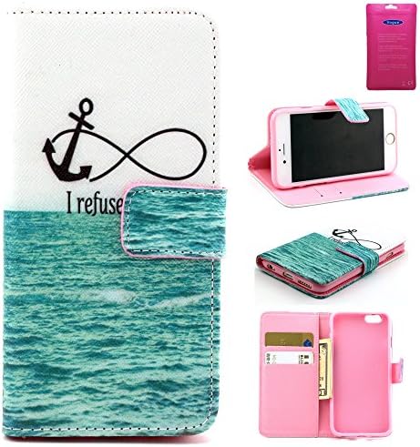 iPhone 6 4.7Inch Phone case, Vogue shop Apple iPhone 6 Wallet Case Cover, New Fashion [Never stop Dreaming] Pattern [Executive Wallet Kickstand][Stand Feature] **NEW** [Wallet S] [Black] Premium Synthetic Leather Flip Case Stand Cover with Card Slots [ID/Card Slot] and Note Holder fit for iPhone 6 with Stand All-around TPU Inner Case Skin Cover and Snap Button Closure Stylish Pattern Design for iPhone 6 (Archery-I Refuse)