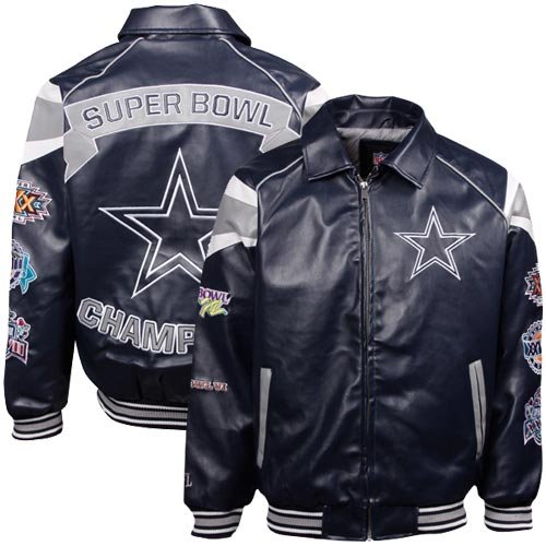 Dallas Cowboys Commemorative 5x Champion Pleather Jacket Large