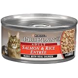 Pro Plan Canned Cat Food, Adult Salmon and Rice Entrée In Sauce (Pack of 24 3 Ounce Cans)
