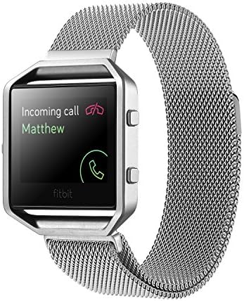 Fitbit Blaze Wrist Band, ESK Collection Fation Milanese Loop Stainless Steel Mesh Bracelet Replacement Band Strap with Unique Magnet Lock for Fitbit Blaze Watch Large (Sliver 6.7''-8.1'')