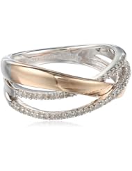 14K Rose Gold Plated Sterling Silver Diamond Bold Ring (1/6 Cttw, I-J Color, I2-I3 Clarity)