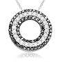 10k White and Black Diamond Circle Pendant (3/4 cttw)