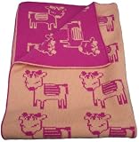 Soft Reversible Lambswool Shawl with Deer Motif in gift bag