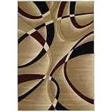 United Weavers Contours Collection La Chic 7-Feet 10-Inch by 10-Feet 6-Inch Heavyweight Heatset Olefin Rug, Burgundy