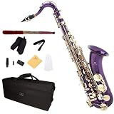 Cecilio 2Series TS-280PL Purple Lacquered B Flat Tenor Saxophone + Case, Mouthpiece, 11 Reeds, & More