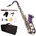 Cecilio 2Series TS-280PL Purple Lacquered B Flat Tenor Saxophone + Case, Mouthpiece, 11 Reeds, & More