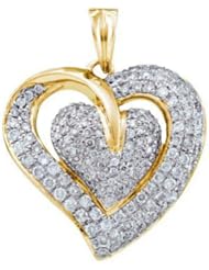 1 cttw 14k Yellow Gold Heart Pendant Diamond Heart Pendant (Real Diamonds: 1 cttw)