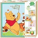 Disney Baby Winnie The Pooh 4 Wood Jigsaw Puzzle in Storage Box