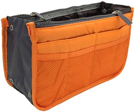 Kuforu Handbag Pouch Bag in Bag Organiser Insert Organizer Tidy Travel Cosmetic Pocket (11.4x6.7x3.5 in.)- Coral