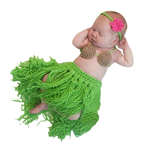 Norbi Baby Funny Creative Design Knitted Crochet Grass Skirt Hat Photo Prop Outfits Clothes Set
