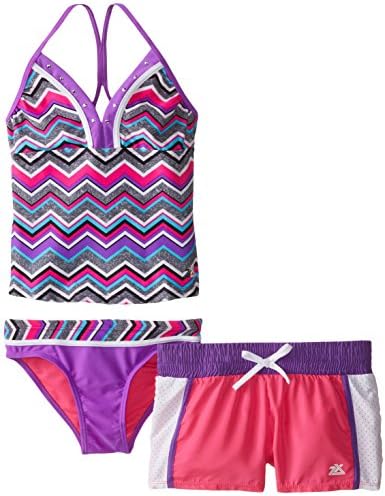 ZeroXposur Big Girls' Seesaw 2 Piece Swim with Short, Popsicle, 16
