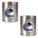 NHL Vancouver Canucks Two Piece Stainless Steel Can Holder Set- Primary Logo