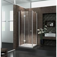 Duschkabine 8 mm Duschabtrennung Dusche Echt Glas 90 x 90 x 195 cm NOVA ohne Duschtasse