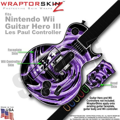 Alecias Swirl 02 Purple Skin by WraptorSkinz TM fits Nintendo Wii Guitar Hero III (3) Les Paul Controller (GUITAR NOT INCLUDED)