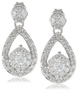 14k White Gold Teardrop Diamond Earrings (1/2 cttw, I-J Color, I1-I2 Clarity)