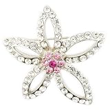 Pink Rhinestone Flower Pin Brooch