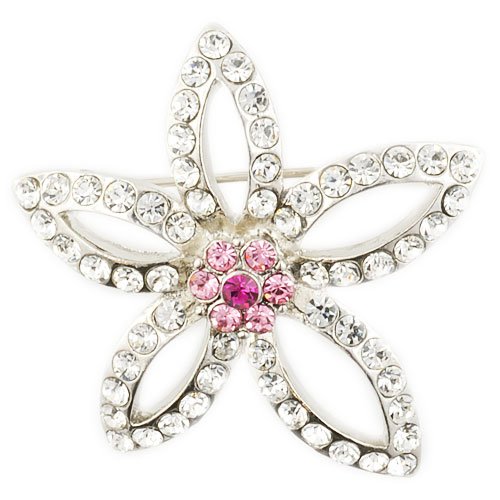 Pink Rhinestone Flower Pin Brooch