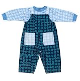 Boys Girls Reversible Twill Overalls with Blue Swirls