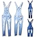 WOMENS Juniors Plus Size BLUE Denim JEANS Distressed Overall Long Stretch Skinny Pants Jumper