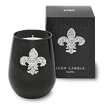 Primal Elements Icon Black Glass Candle, Fleur De Li, 13-Ounce Package