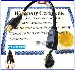 Pro-Techgroup Premium GOLD 16AWG Power Outlet / surge outlet Extension Cord power outler saver - 12 INCHES