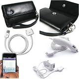 (5 in 1 Deluxe Ipod Touch 2 Combo) Wallet Carrying case for Apple Ipod Touch 2nd generation Ipod Touch 2 ITouch + Car Charger + Travel Charger + USB Data Cable + Soft Touch Stlyus for Apple ipod Touch2