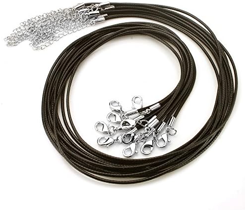 Joolanda 18 Inch Black Wax Rope Cord Necklace with Alloy Lobster Claw Clasp