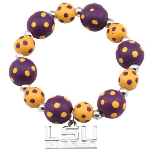 LSU Tigers Purple-Gold Polka Dot Beaded Bracelet