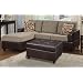 Bobkona Manhanttan Reversible Microfiber 3-Piece Sectional Sofa with Faux Leather Ottoman in Pebble Color