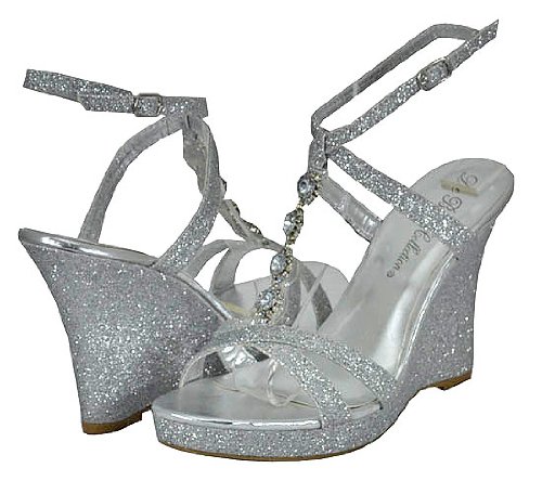 Blossom Hope-2 Silver Glitter Women Dress Sandals, 11