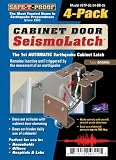 Safe-T-Proof SeismoLatch Automatic Earthquake Cabinet Door Latch - Brown (4-Pack)