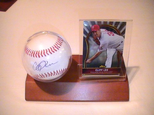 Cliff Lee Philadelphia Phillies Signed Autographed Baseball & Wood Case Plus Card Coa
