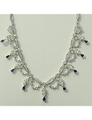 14kt White Gold Diamond & Sapphire Necklace