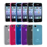 For Apple® iPhone® 4 4S TPU Rubber Skin Case Combo (6-pack): Clear Frost Smoke, Clear Frost Light Blue, Clear Frost White, Clear Frost Hot Pink, Clear Frost Dark Blue, Clear Frost Purple