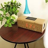 ウッドボックスアラームクロック MP3音楽再生プレイヤー キューブワイド ブラウン