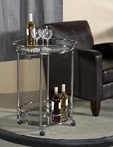 Chrome Metal and Glass Serving Trolley with World Map