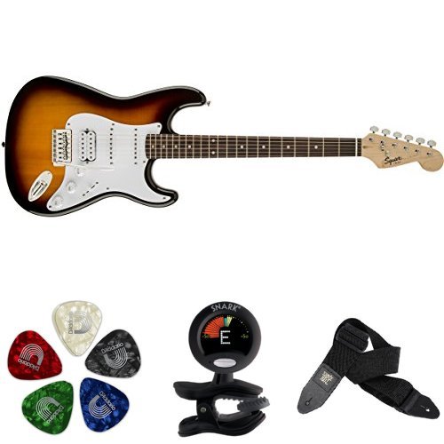 Squier Bullet Stratocaster HSS - Brown Sunburst with Picks, Tuner, and Strap