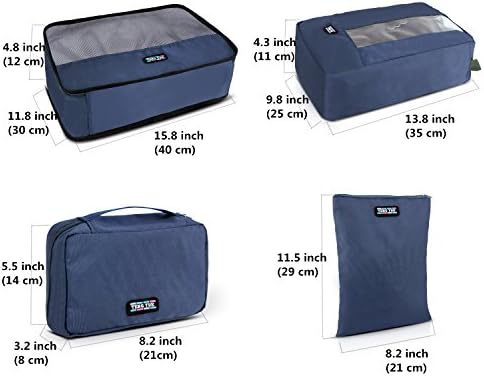 Packing Cubes Set, 4pcs Value Set for Travel - Toiletry Kit, Shoe Bag, Laundry Bag, Packing Cube