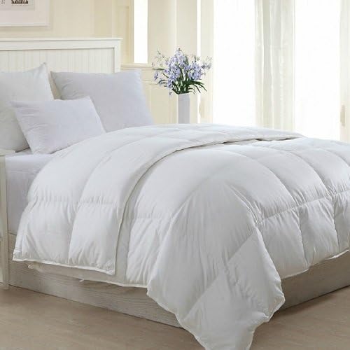 Summer Lightweight 80% White Goose Down and Feather Comforter，Solid White (Full(90x90 inch))