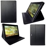 VERTEKS (TM) Asus Eee Pad Transformer PRIME TF201 10.1-Inch Android Tablet Wi-Fi Multi Angle View Leather Folio Case Cover (Black)