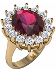 14K Yellow Gold Chatham Created Ruby and Diamond Ring -- LIFETIME WARRANTY