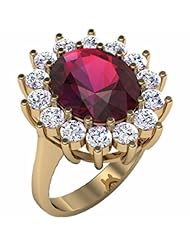18K Yellow Gold Chatham Created Ruby and Diamond Ring -- LIFETIME WARRANTY