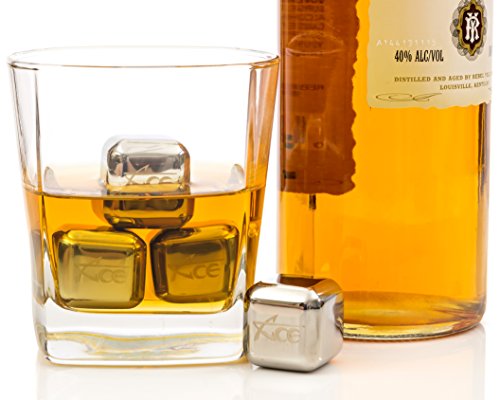 ACE Whiskey Stones - Rock Your Party With Stylish Reusable Stainless Steel Ice Cubes! Comes In Classy EVA Gift Box. B01M9F7CYM For Tongs Option